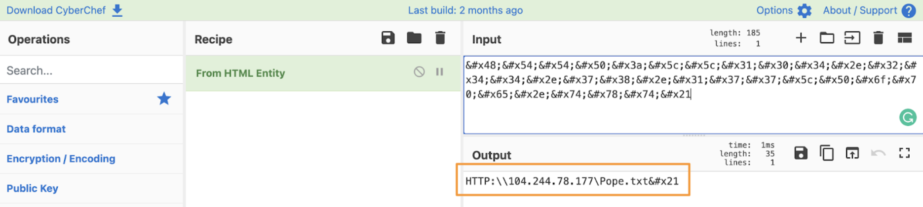 Decoded HTML entity from the email attachment