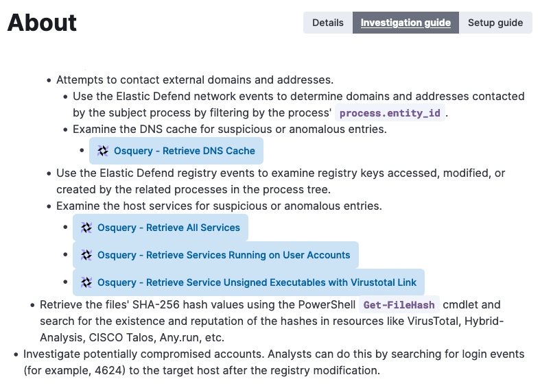 Figure 14. Interactive investigation guide