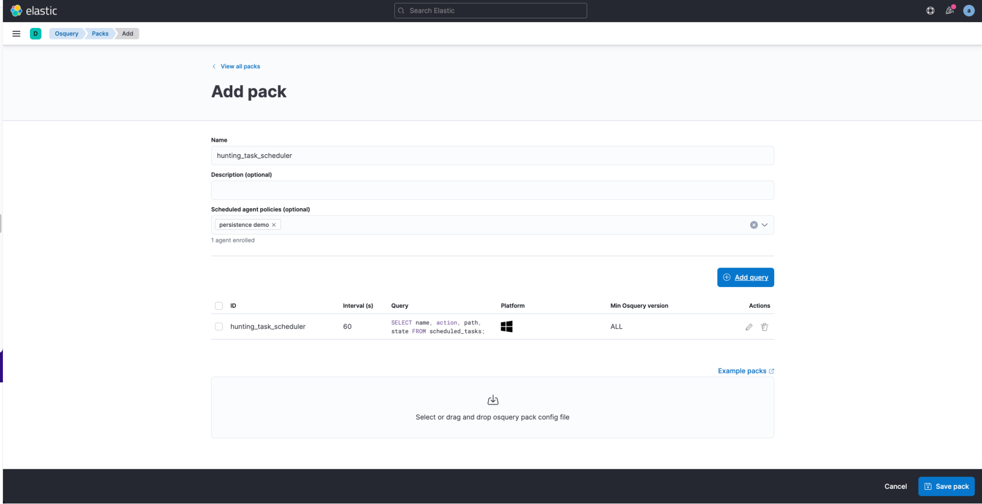 example osquery config