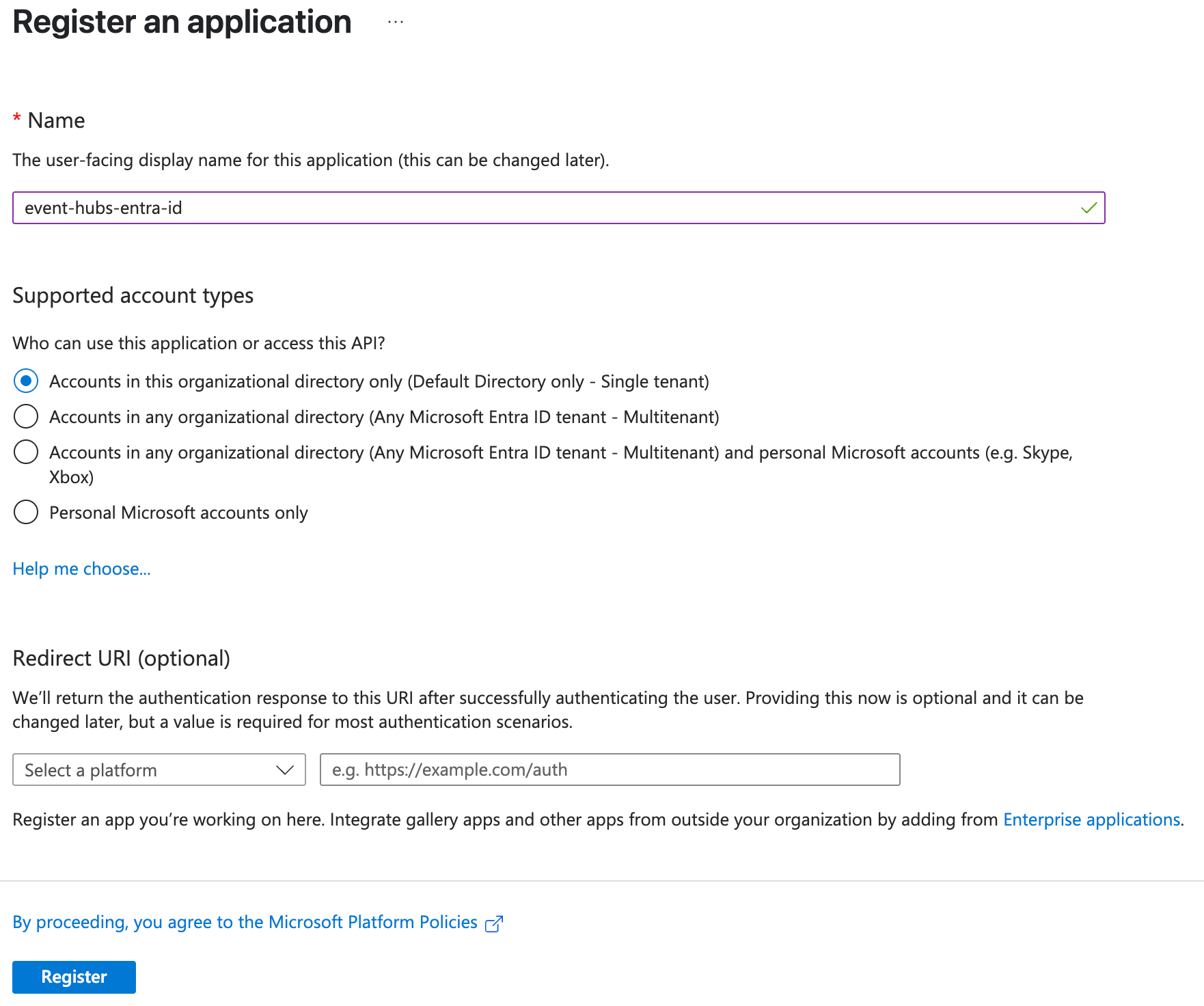 1-register an application