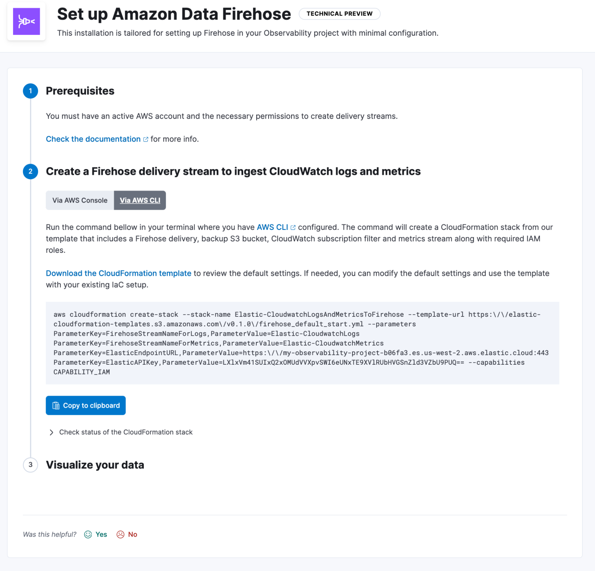 set up amazon data firehose