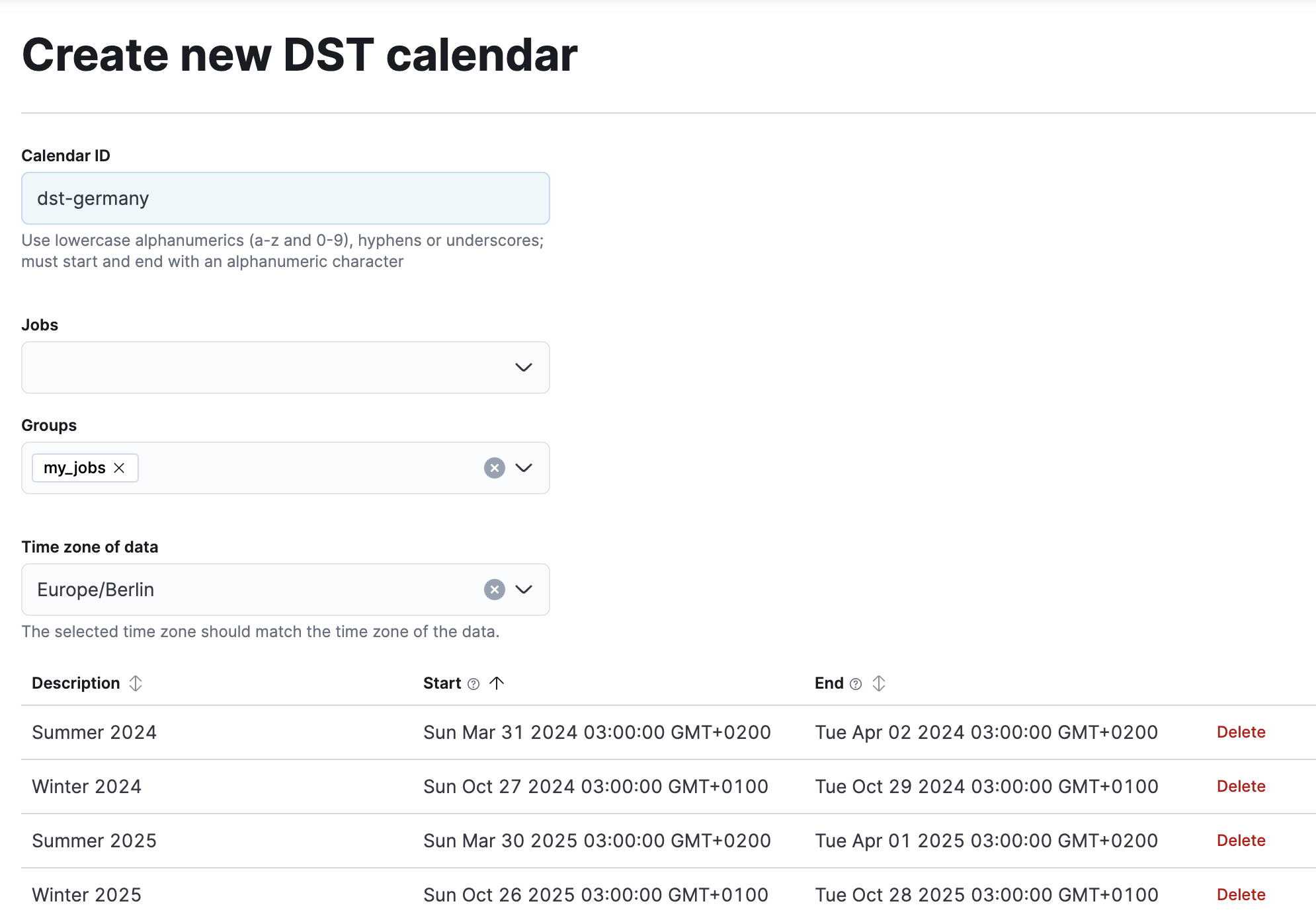 create new dst calendar