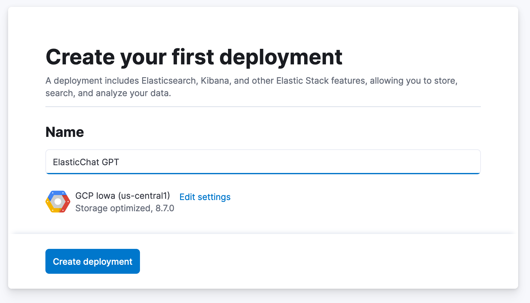 create first deployment