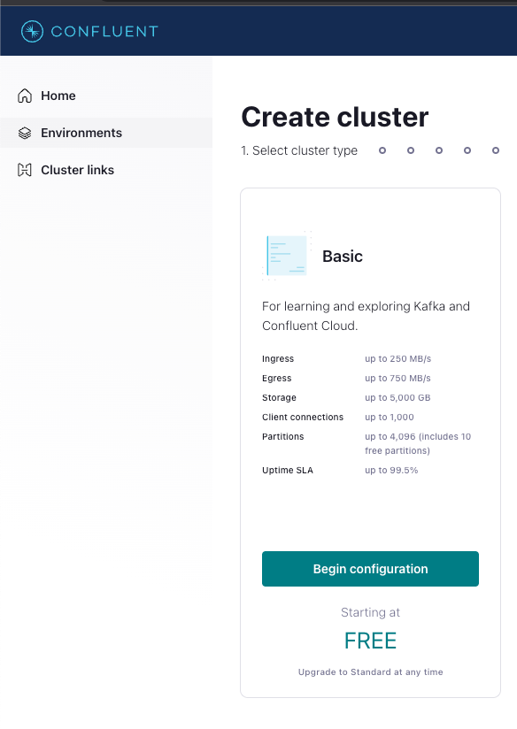 confluent create cluster