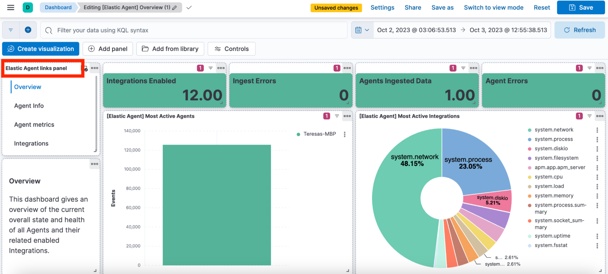 8. -elastic agent links panel