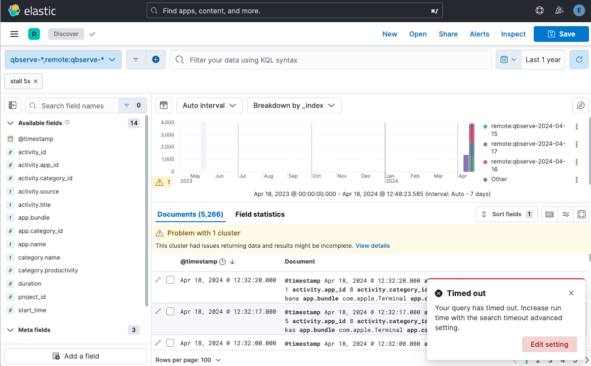 kibana search timeout