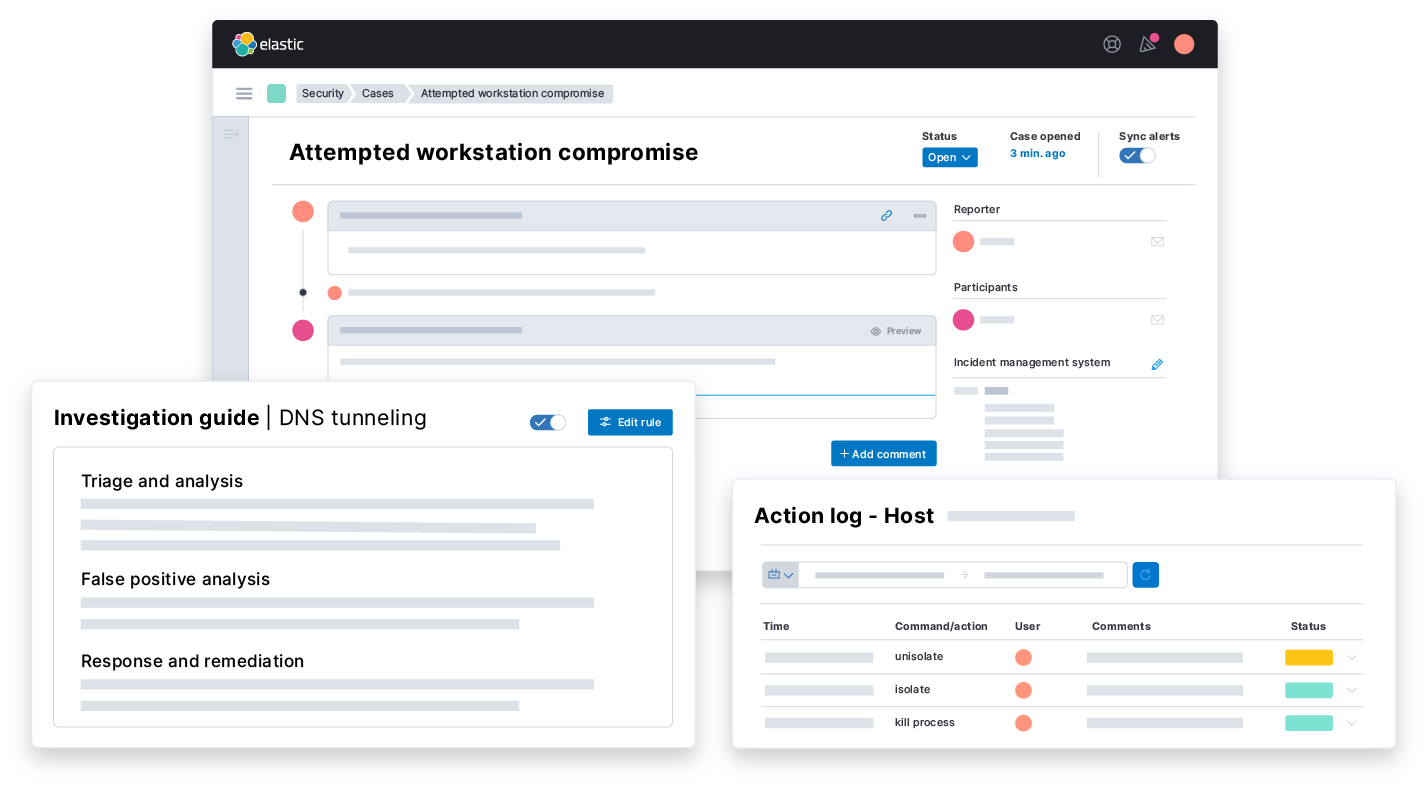 GUI zum Untersuchen und Abwehren von Angriffen mit SOAR, inklusive Fallverwaltung, Anleitungen für Analysten und Ereignisanalyse