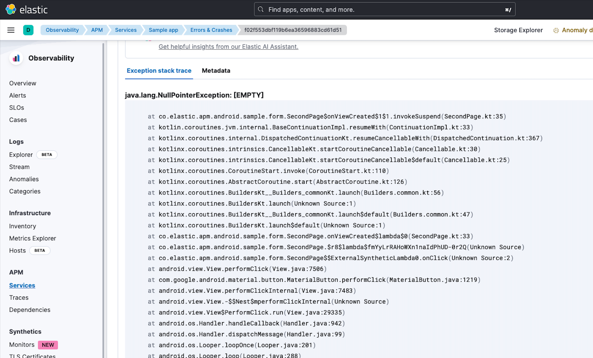 15 - stack trace