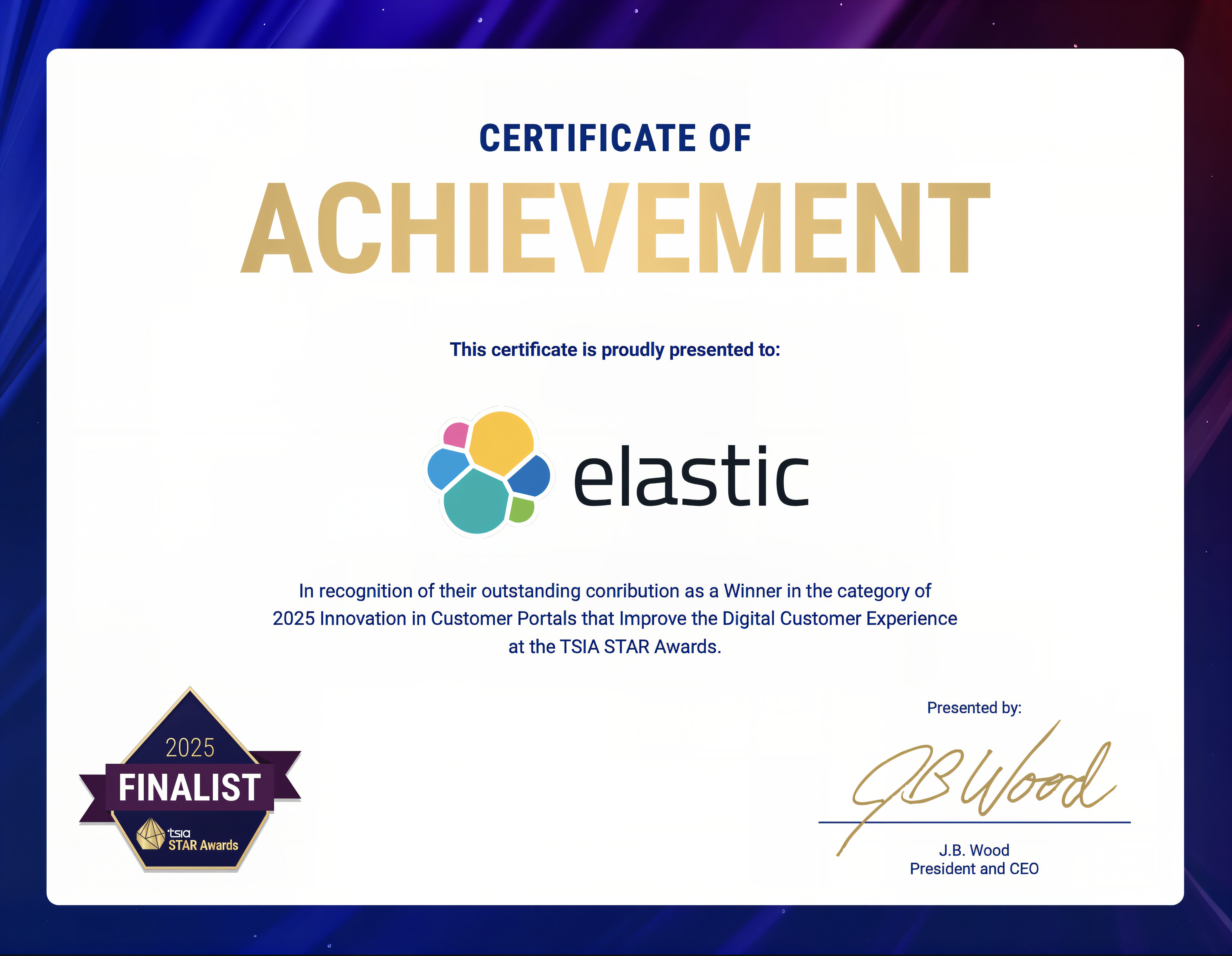 2025 TSIA STAR Award certificate