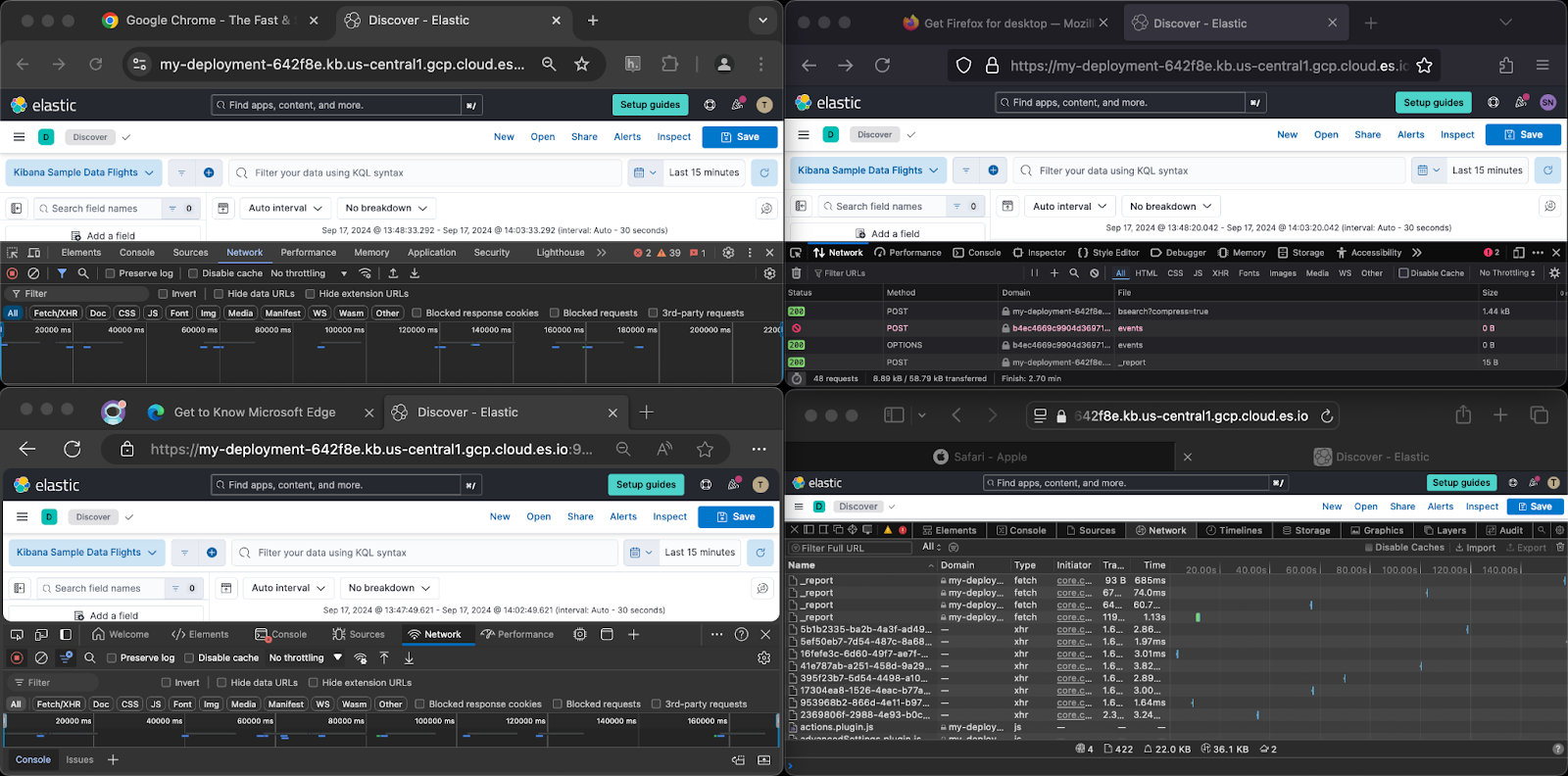 docking locations for different browsers