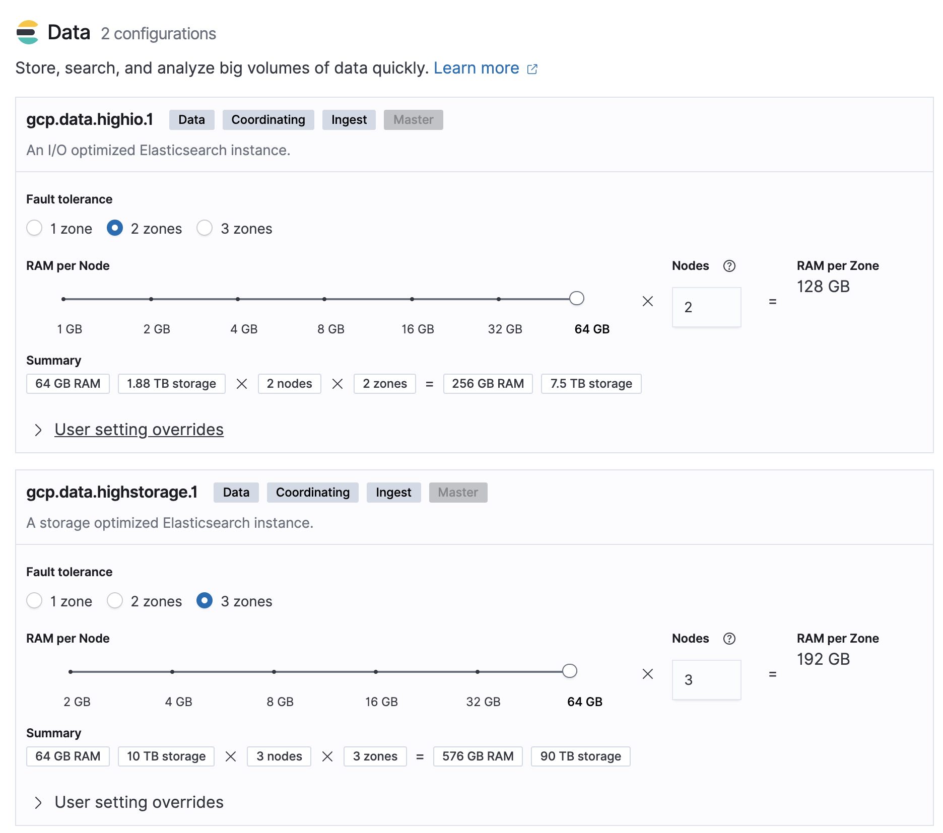 Sizing your large cluster in Elastic Cloud