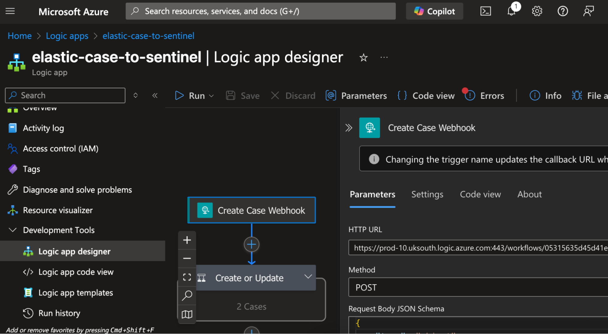 Capturing the Logic App webhook URL