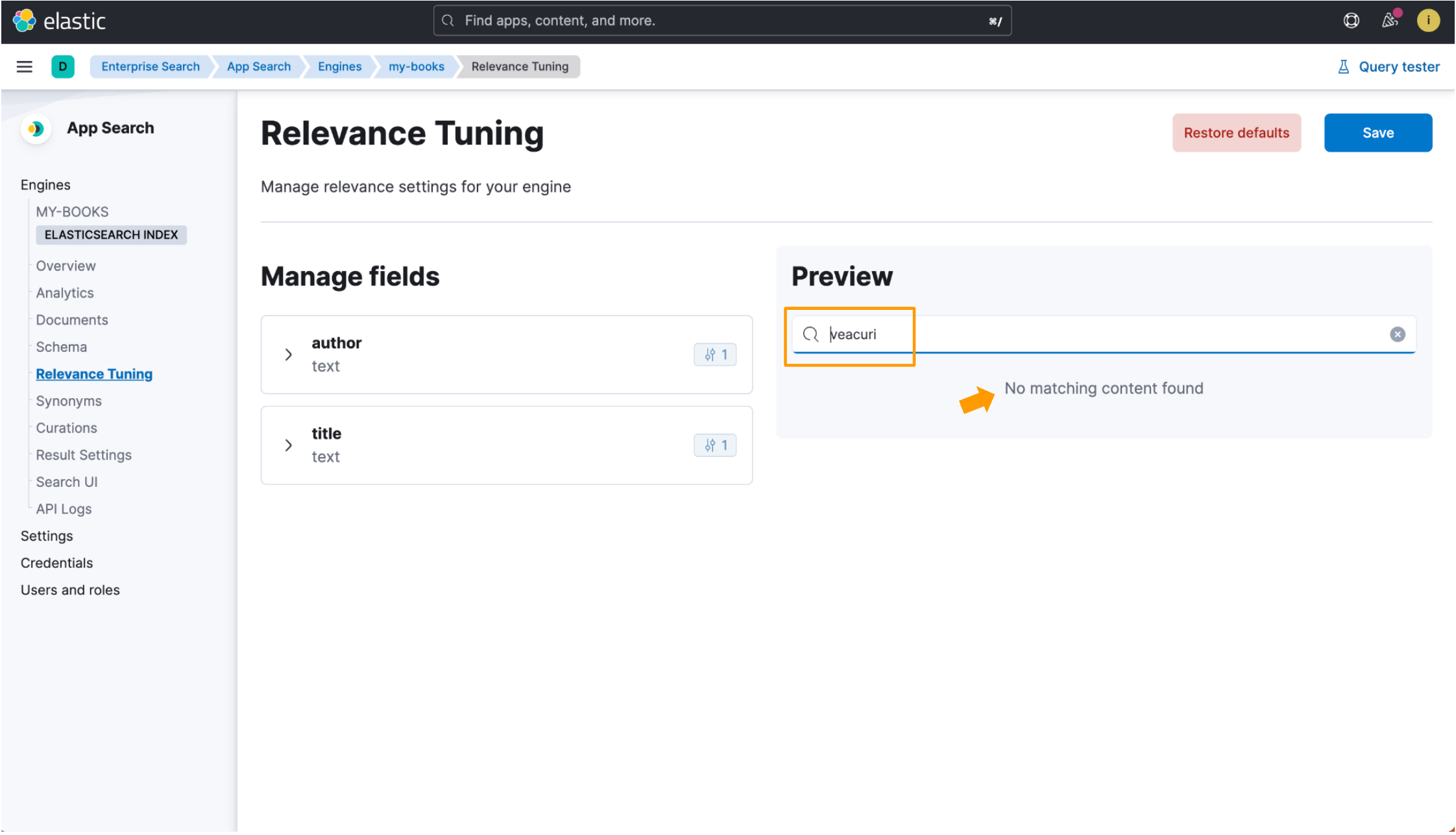 relevance tuning manage fields