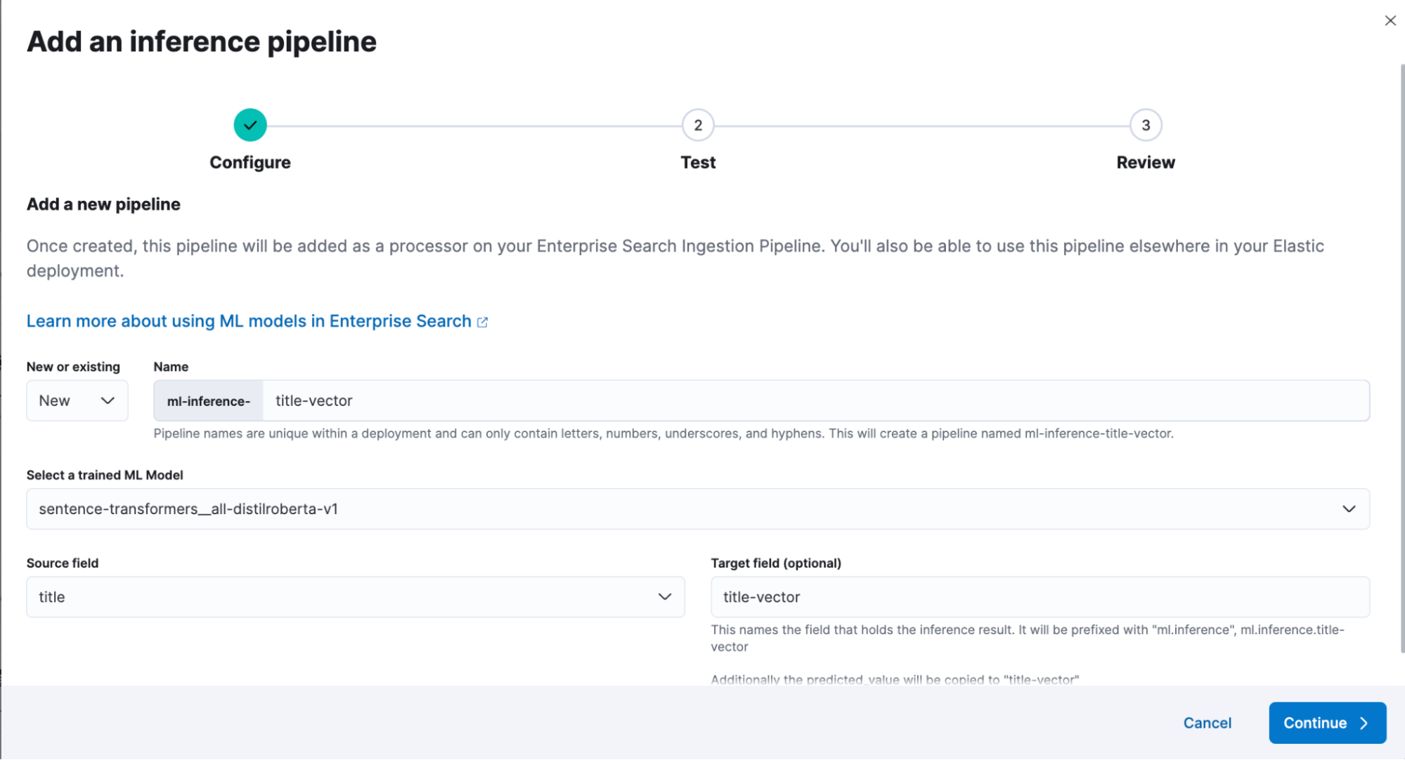 Adding Inference Pipeline in Elasticsearch