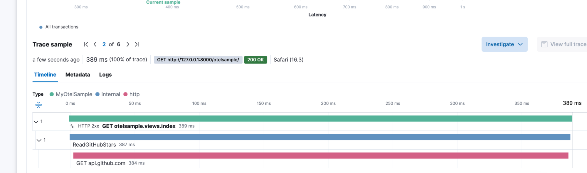 How to combine OpenTelemetry instrumentation with Elastic APM