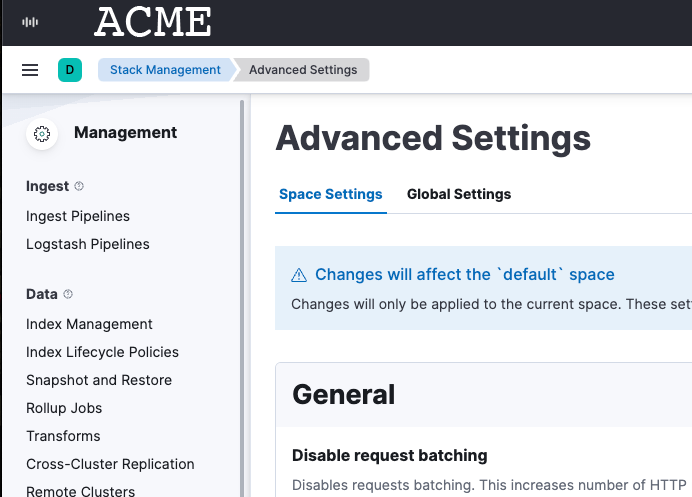 acme advanced settings