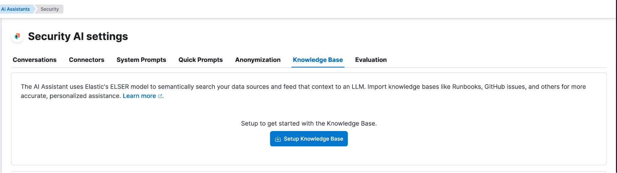 Step 1. Enabling and setting up the knowledge base