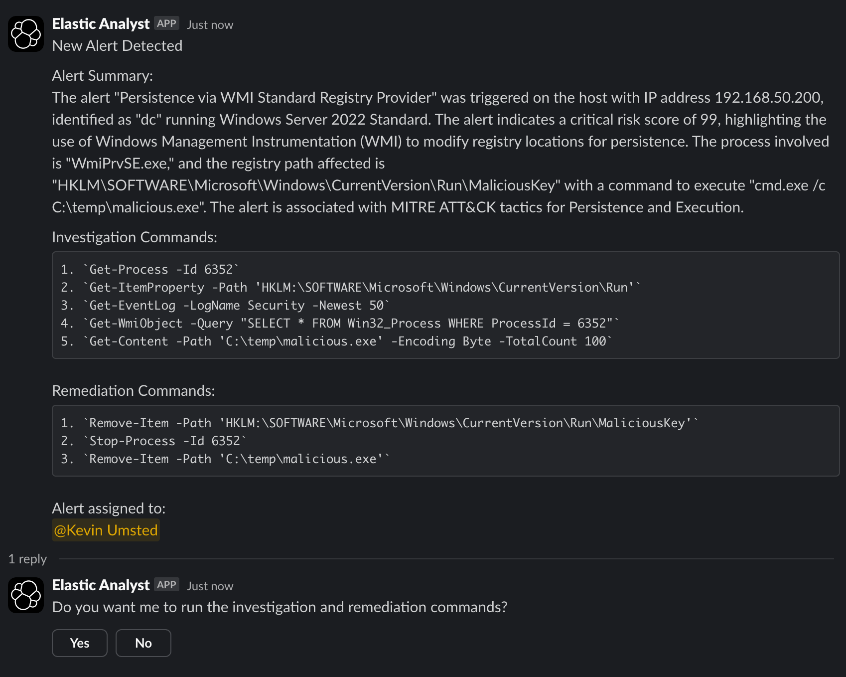 slack message