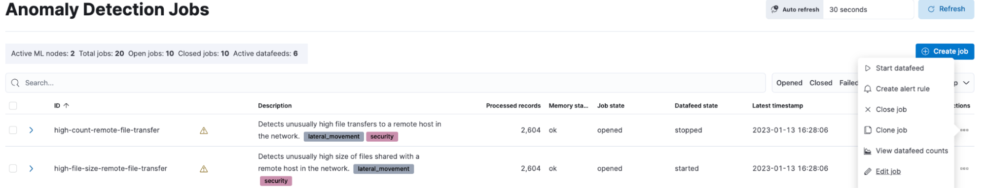 Editing anomaly detection datafeed