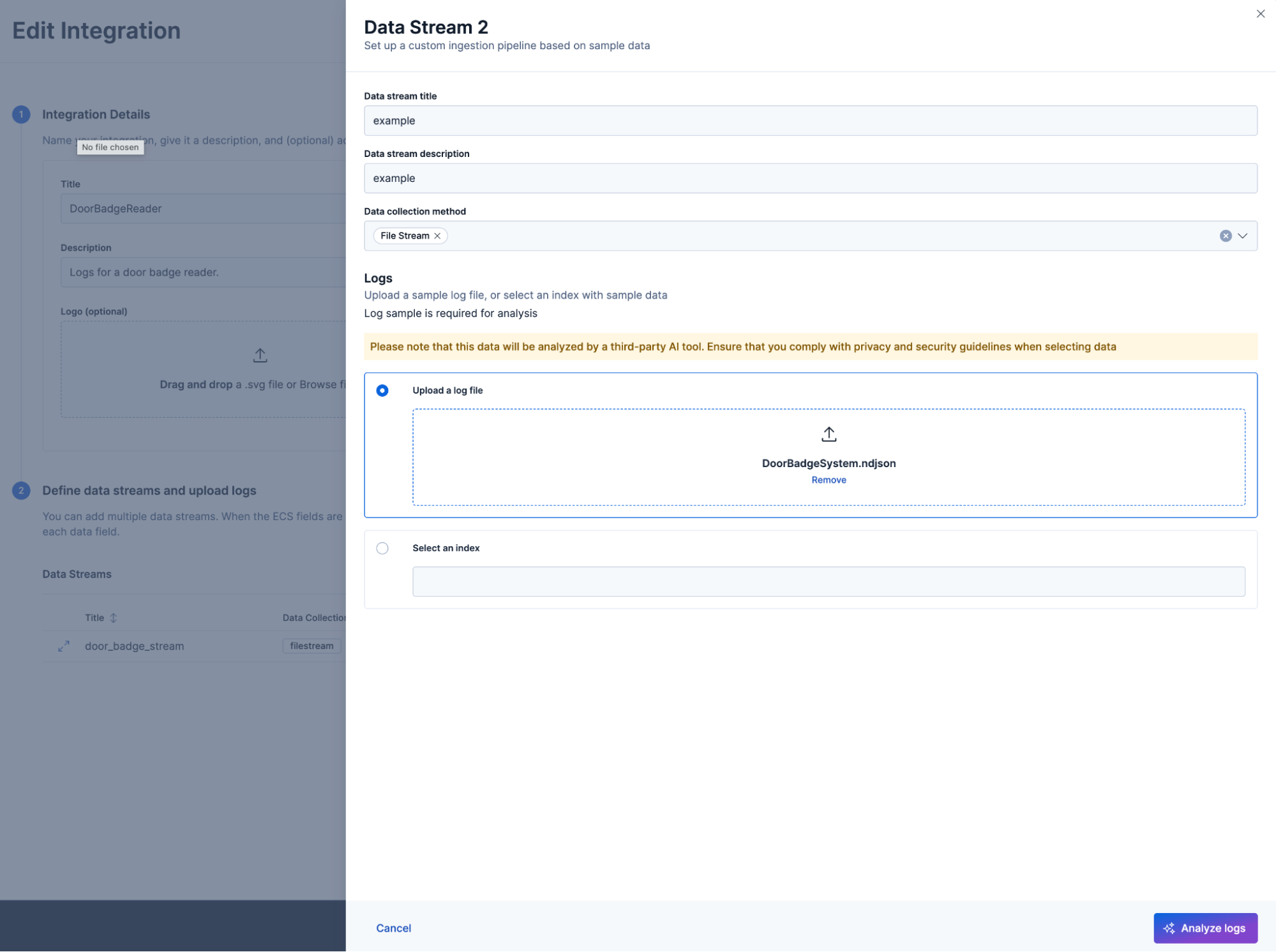 Screenshot of data stream 2