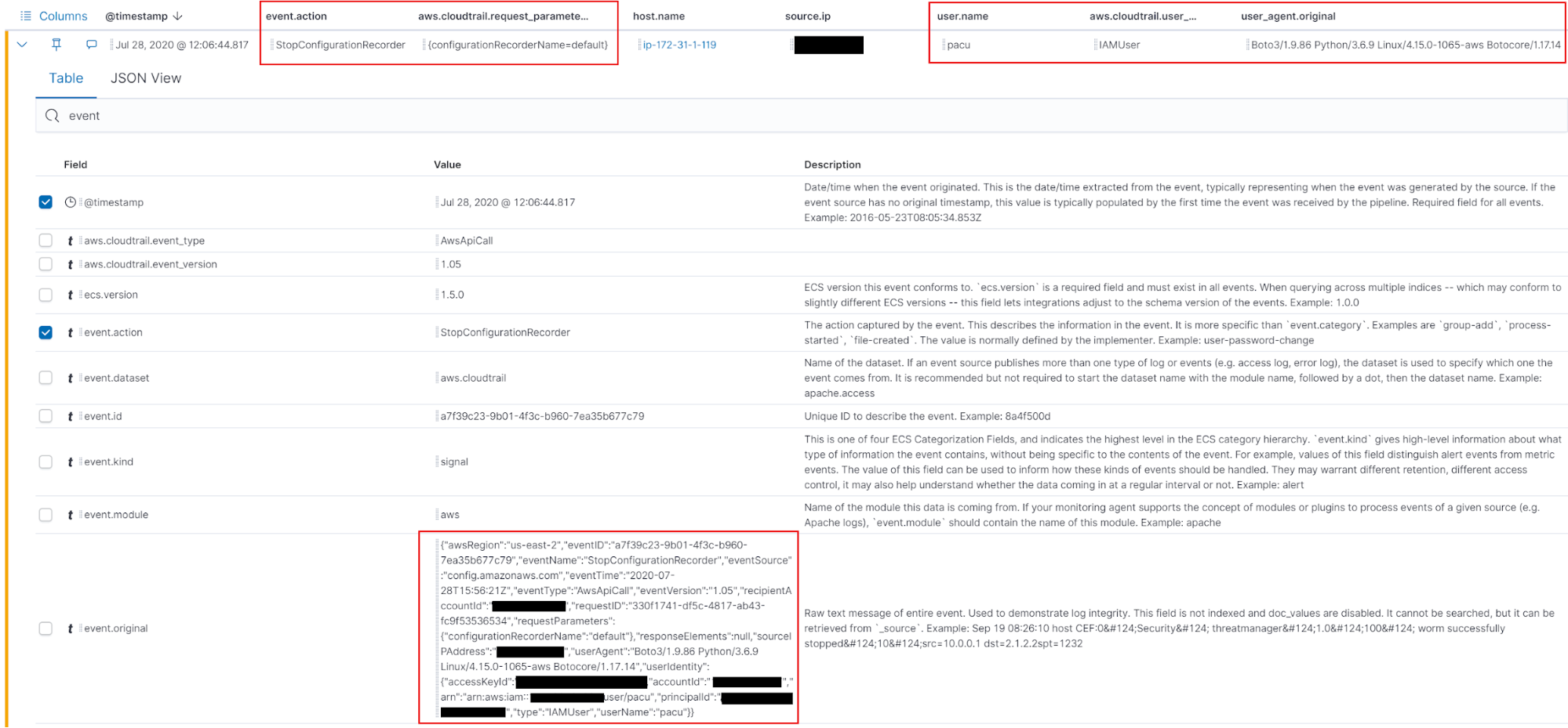 Figure 8 - Analyzing the alert details in the Timeline