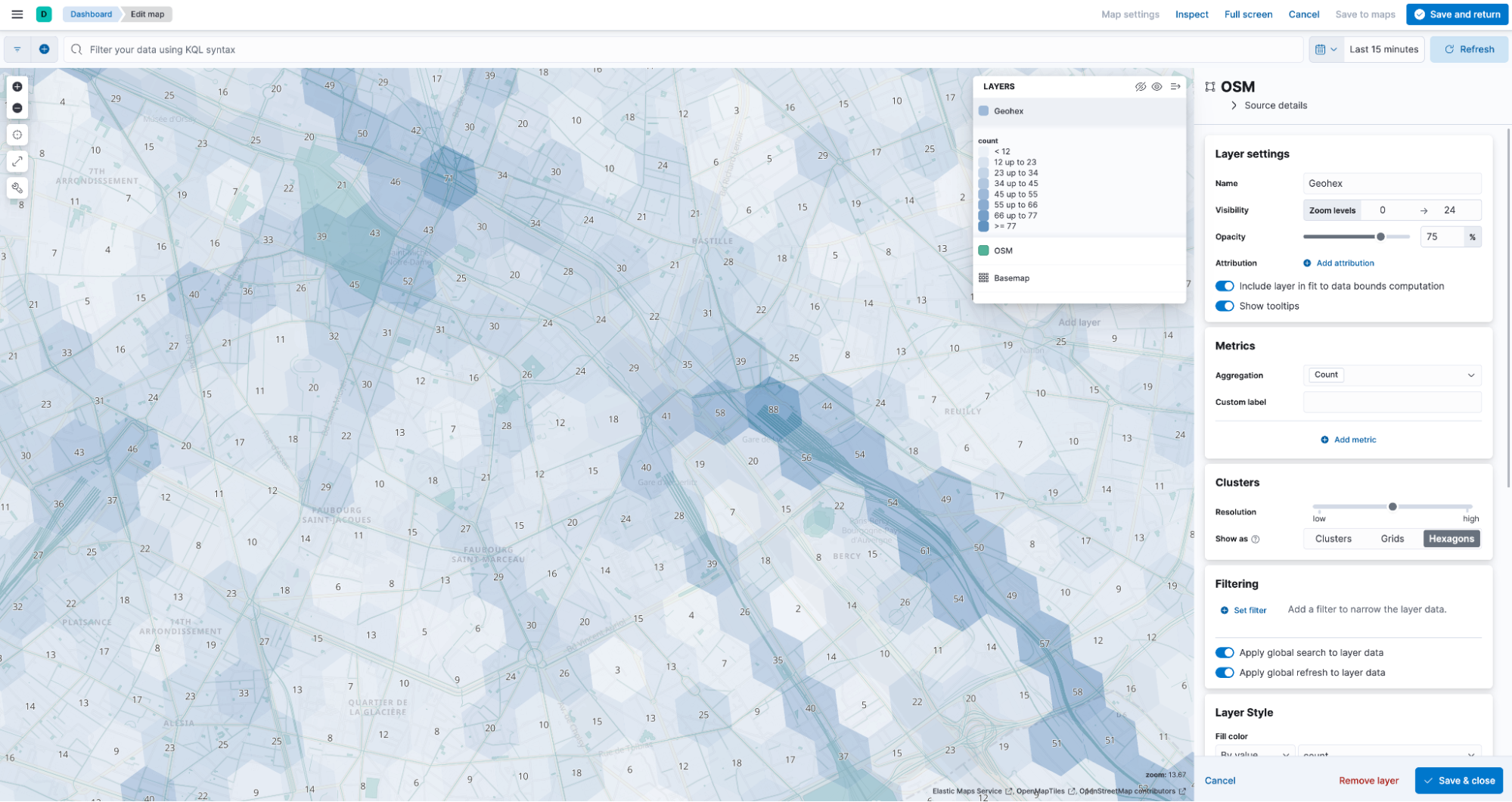 hexagonal layer settings