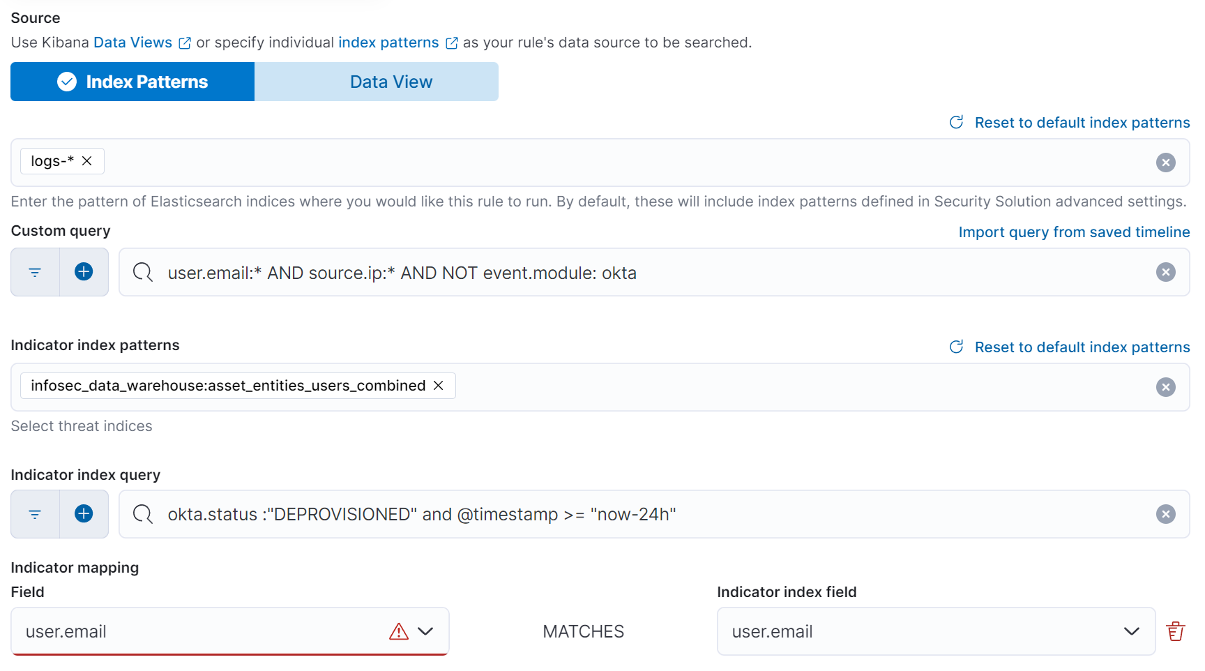 Detection rule using the asset inventory