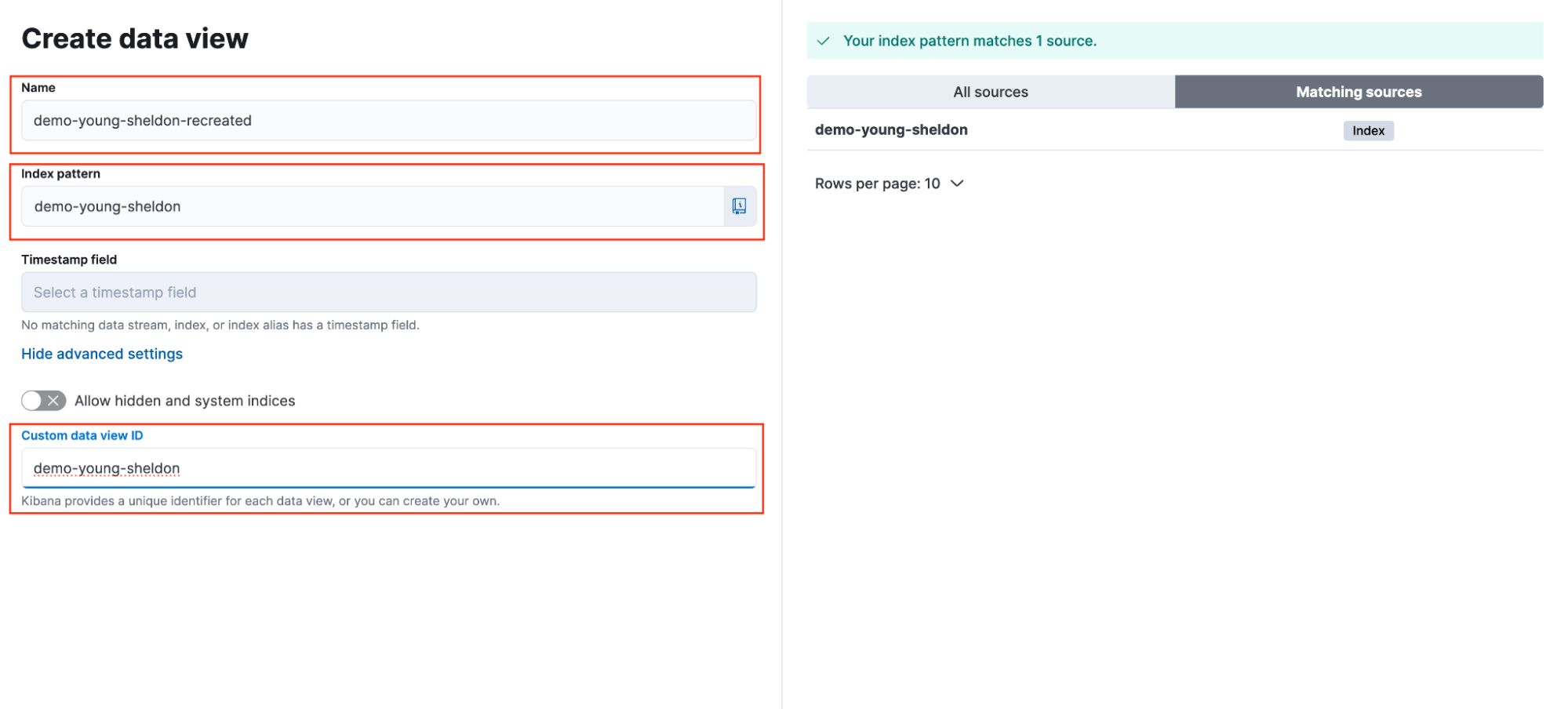 create data view
