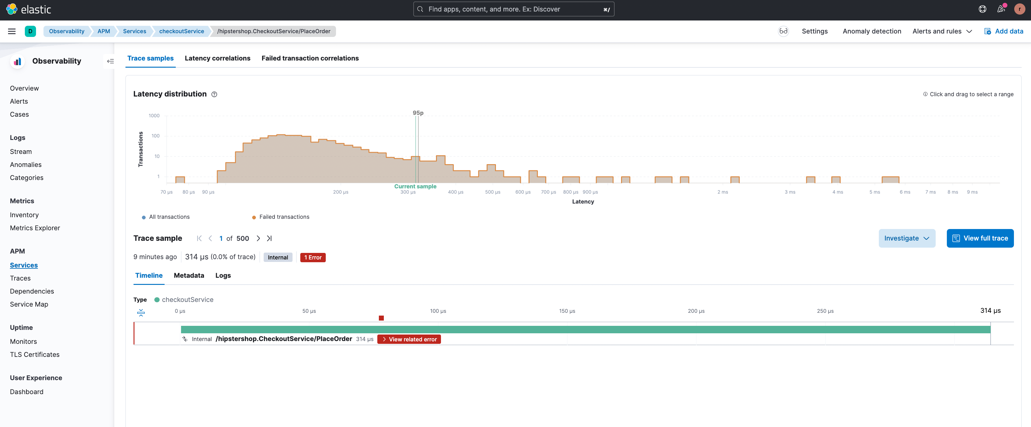 APM correlations in Elastic Observability Automagically