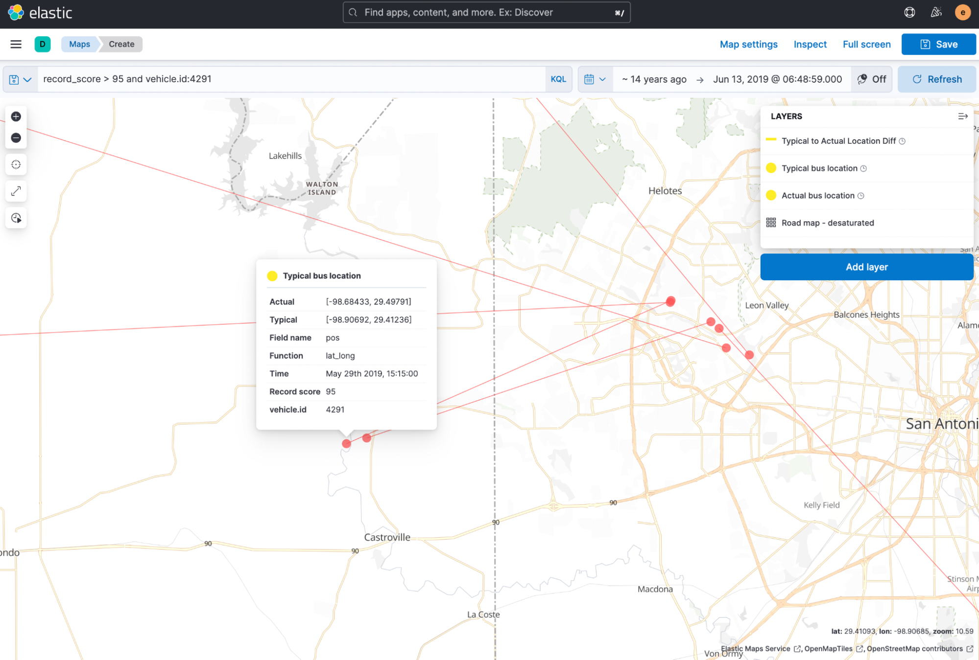 You can narrow the results on the map even further to only view anomalies for that vehicle id.