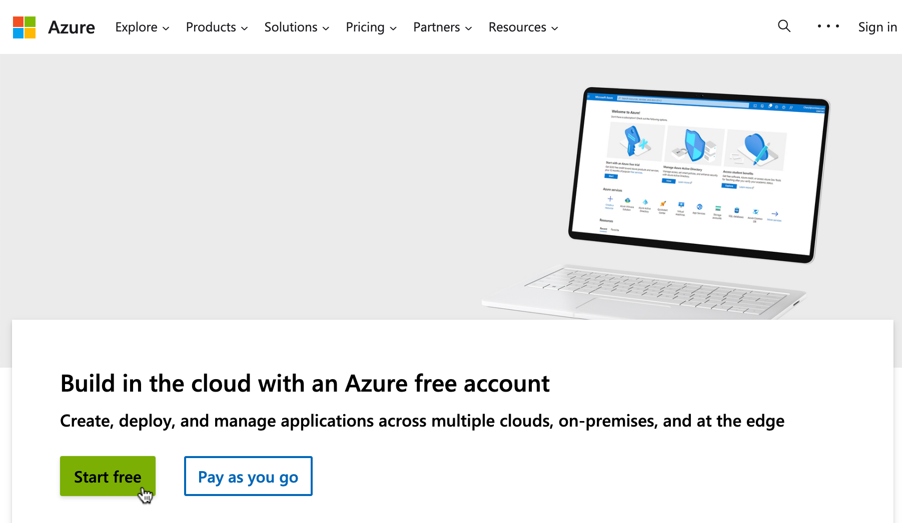 azure start free