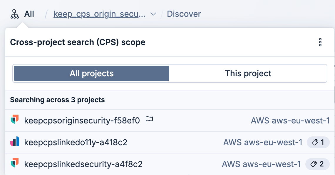 'All projects' tab for cross-project search (CPS) scope
