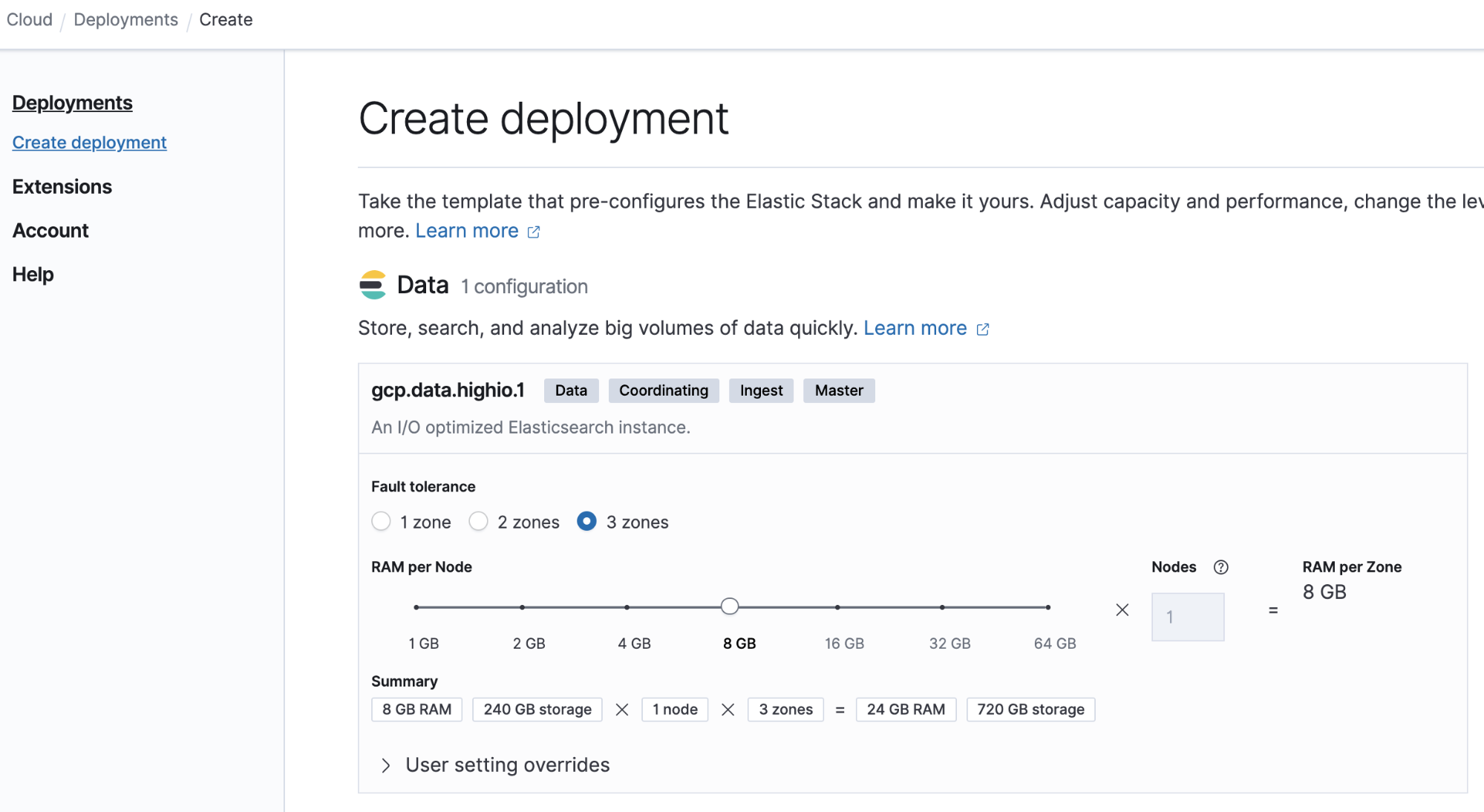 Sizing your small cluster in Elastic Cloud