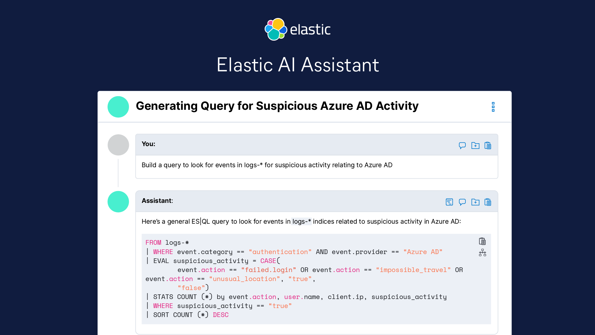 AI assistant example, the Elastic AI Assistant