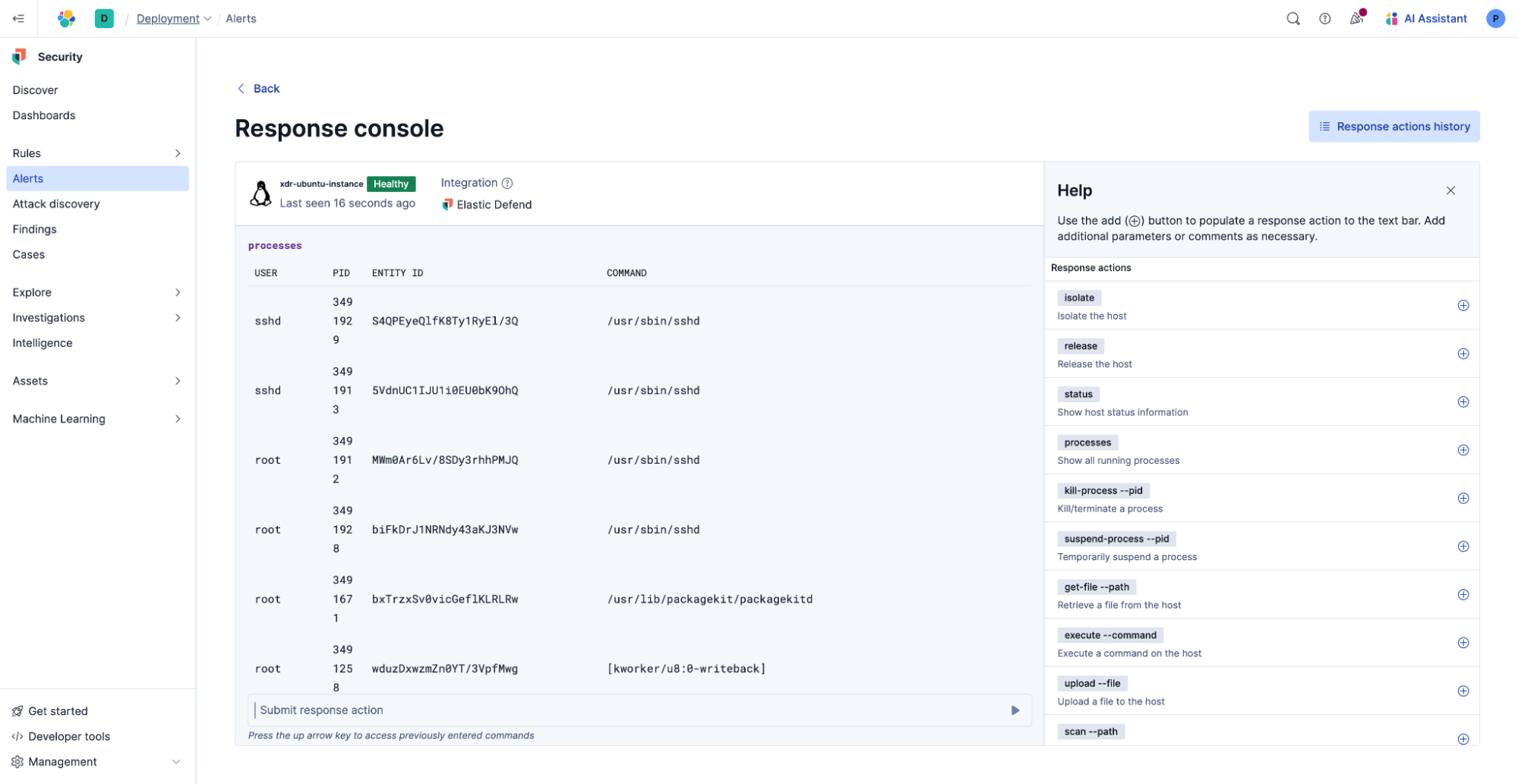 Unified response console showing multiplatform actions
