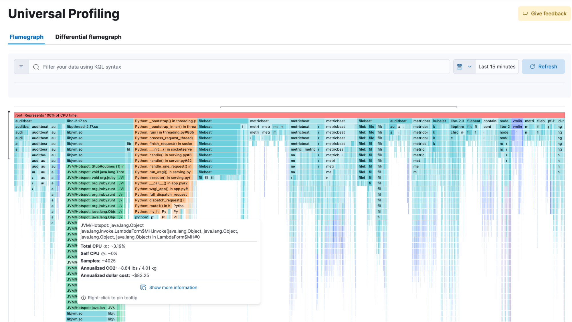 Universal Profiling data flamegraph