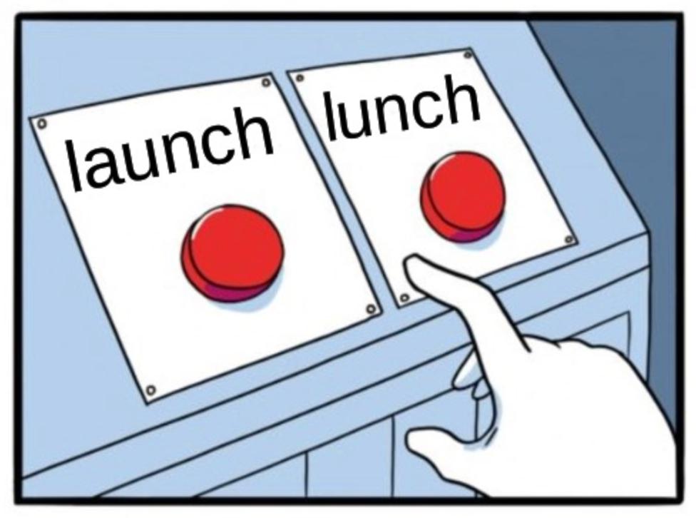launch versus lunch graphic