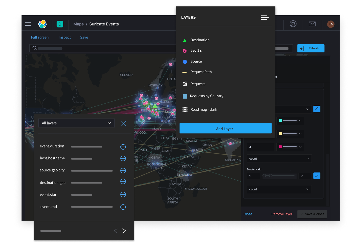 地理空間分析のためのマップ Elastic