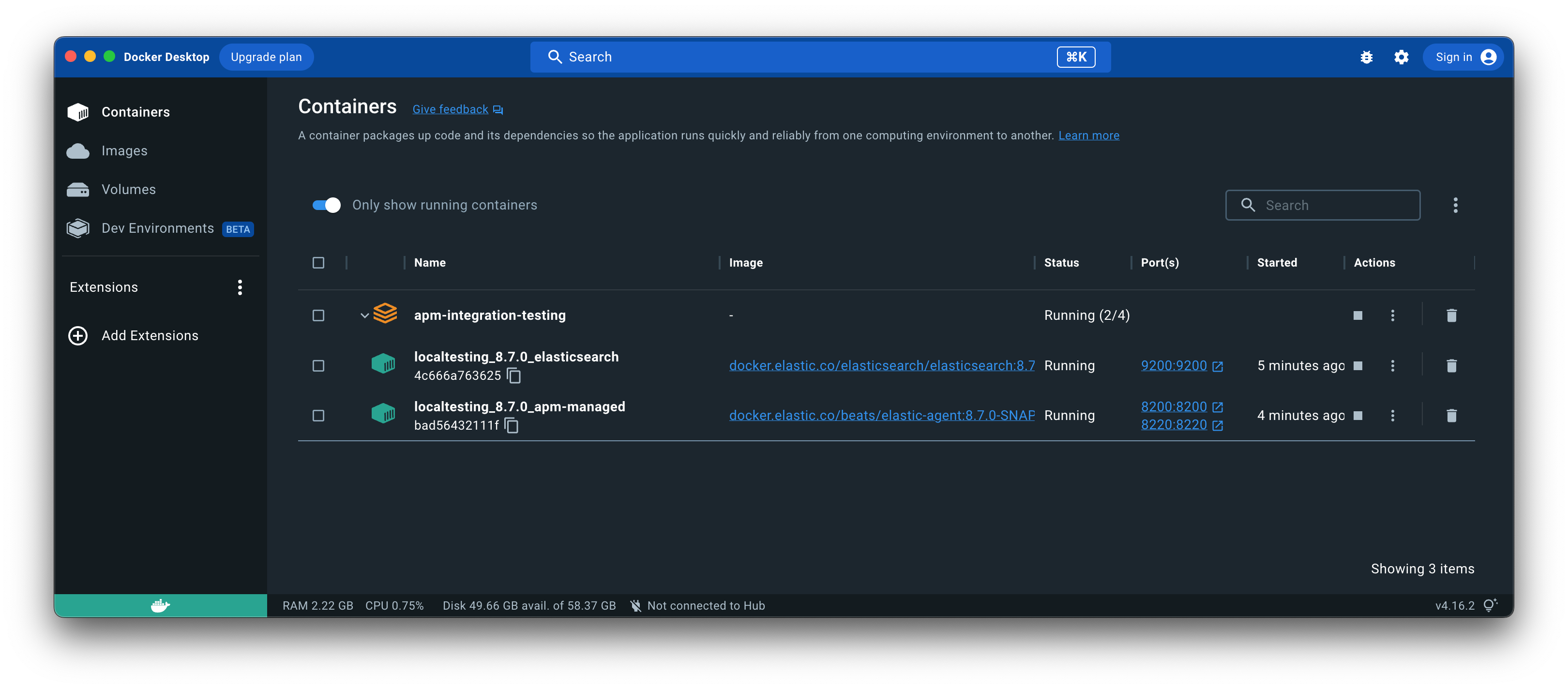 Local APM and Elasticsearch Instances