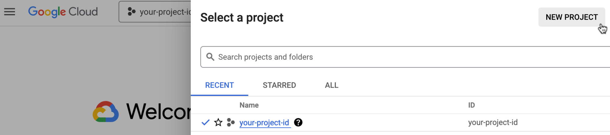 select a project