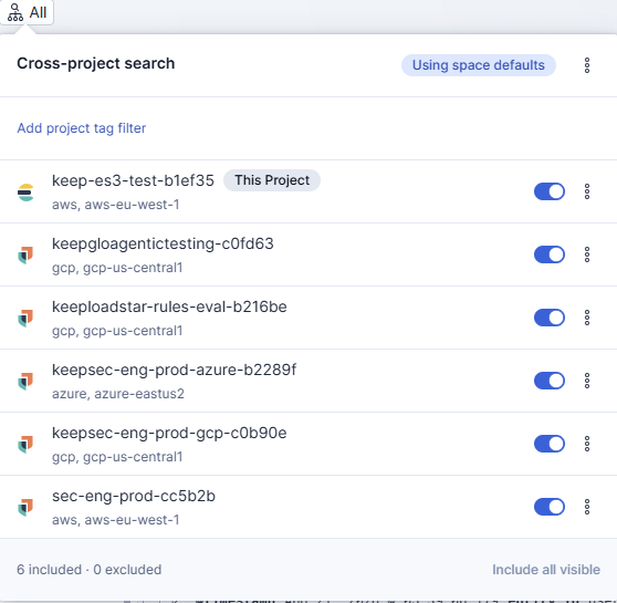 'All projects' tab for cross-project search (CPS) scope