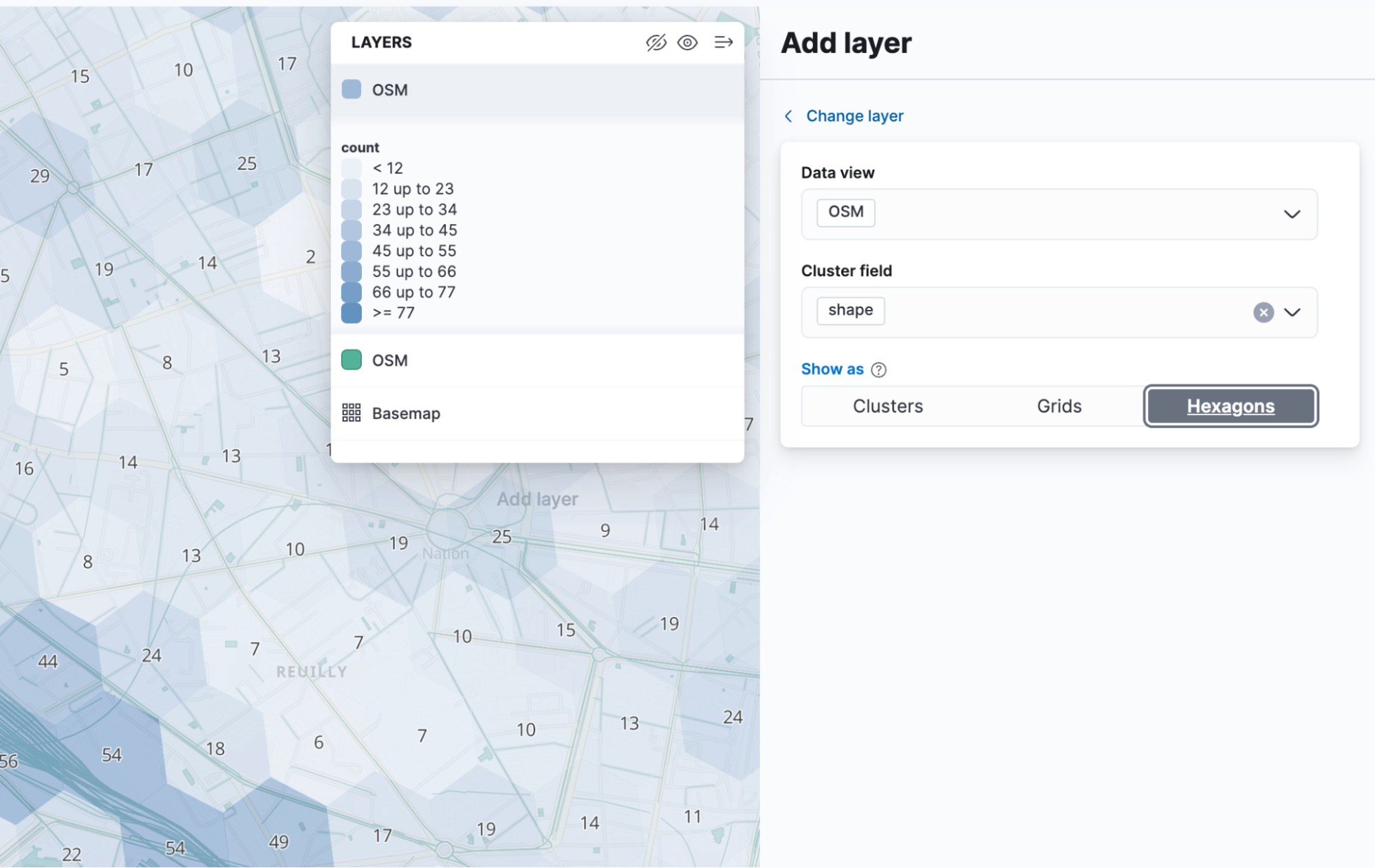 hexagons add layer