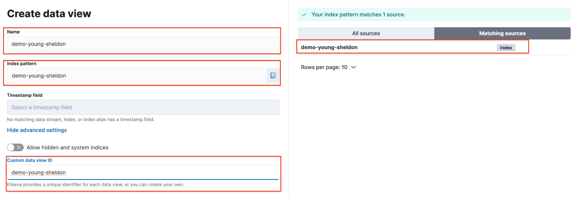create data view