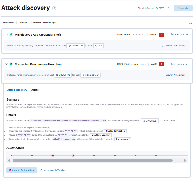 AI automated grouping of alerts into MITRE ATT&CK® chains
