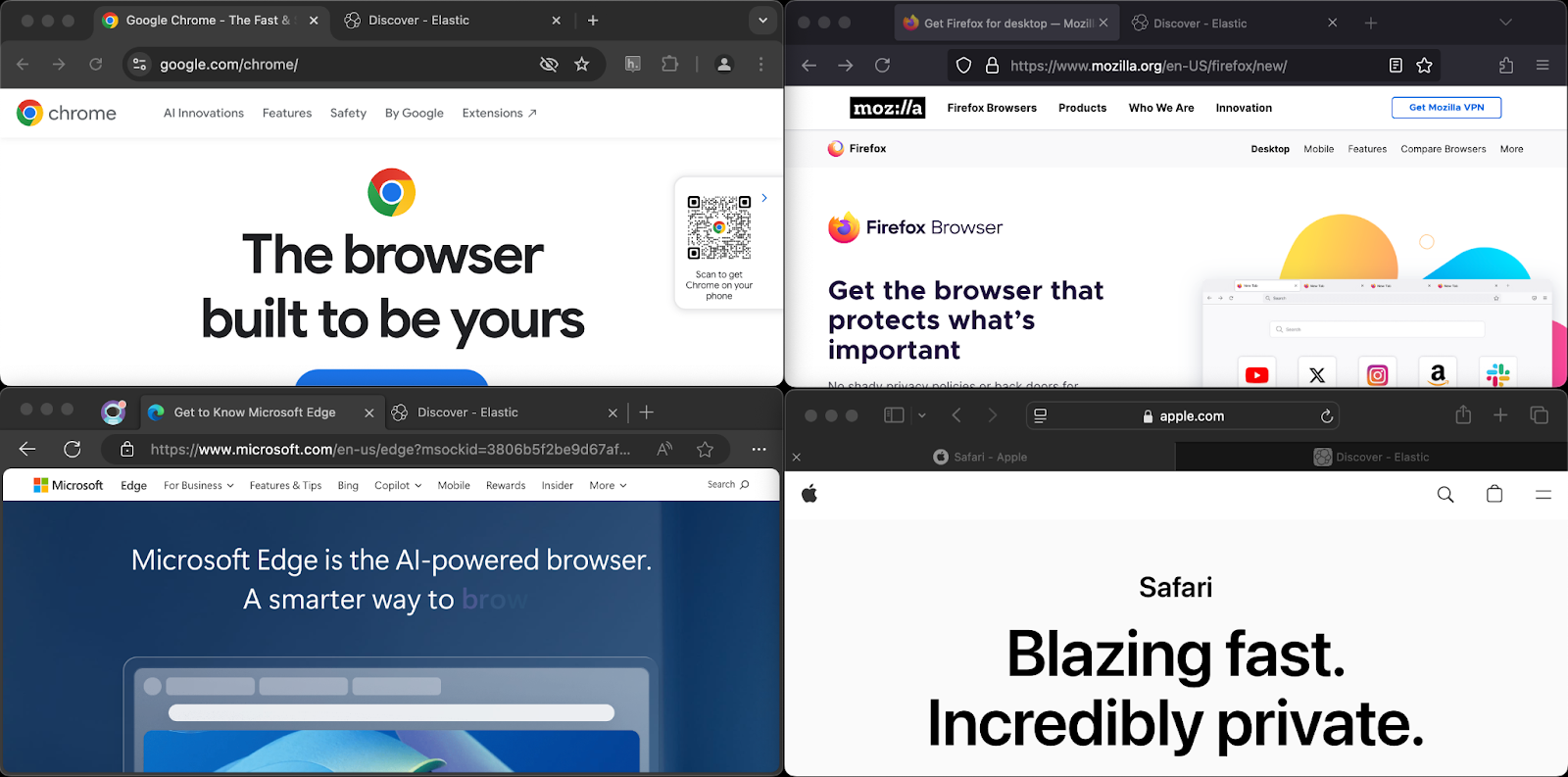 screenshot of different browsers