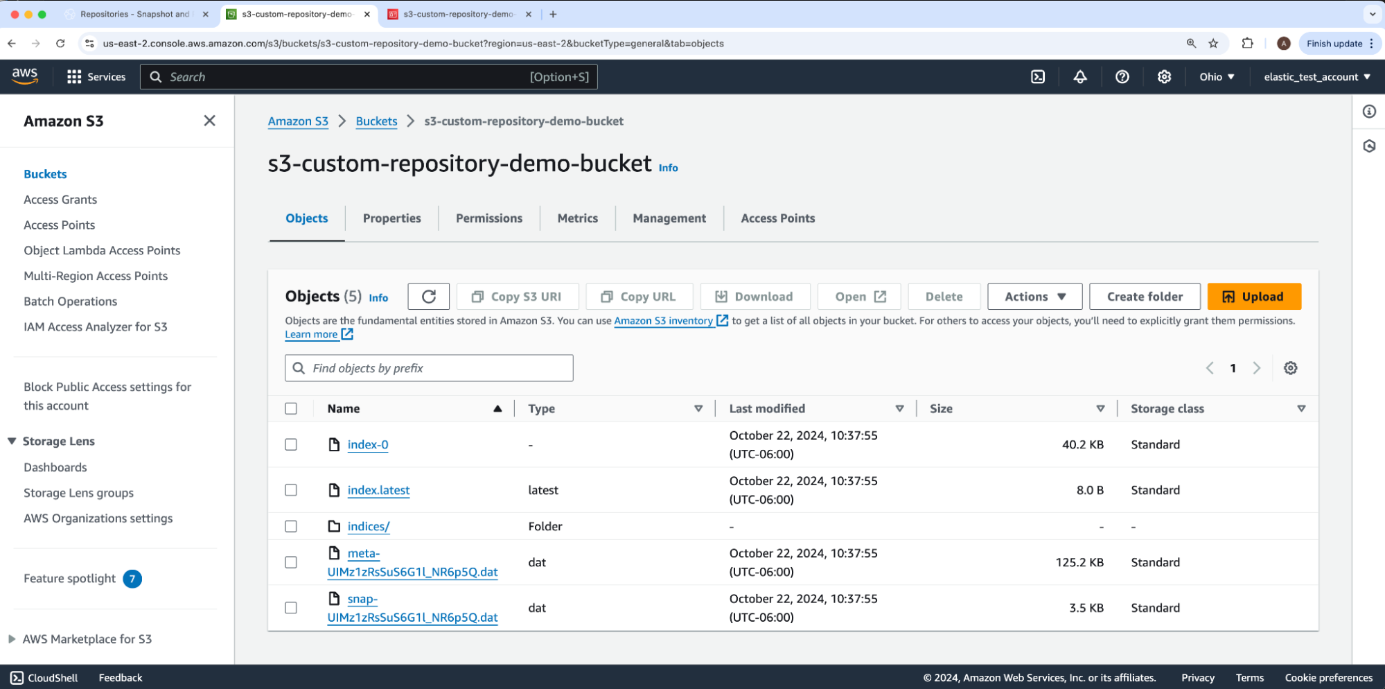 16 - navigating back to our AWS S3 bucket s3-custom-repository-demo-bucket