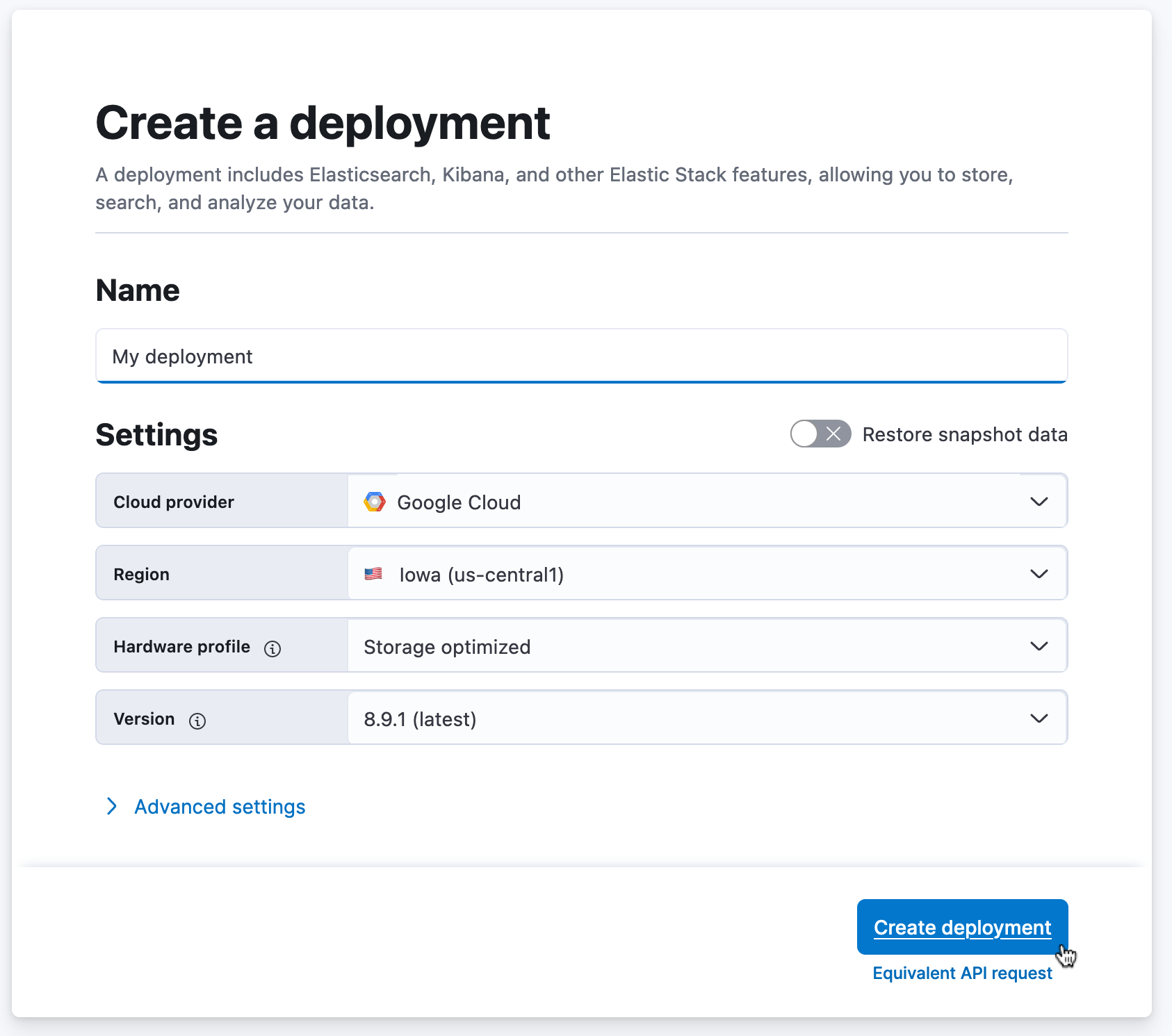 create deployment