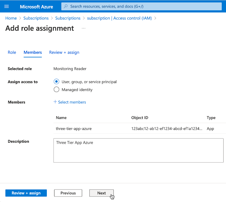 add role assignment description