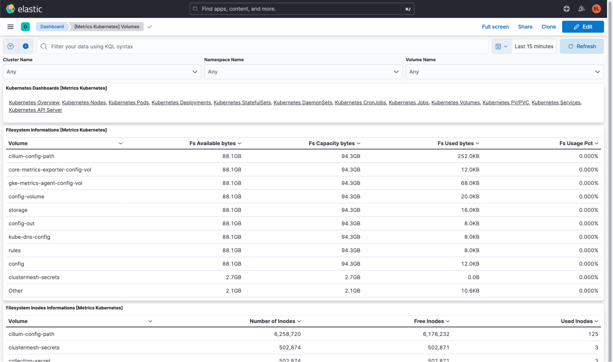 elastic agent GKE autopilot filesystem information