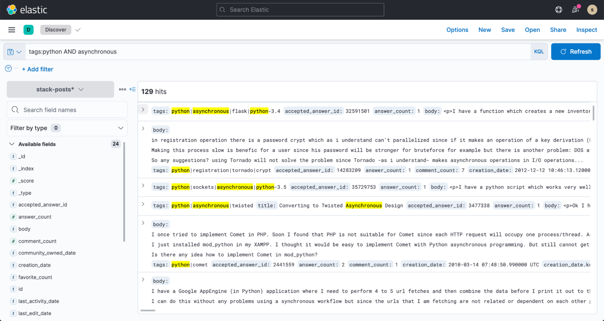 Discover (Descubrir) en Kibana